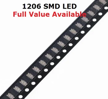 

100pcs 1206 LED Yellow Red Green Warm White Blue Purple Orange light emitting diode SMD bead super bright high quality Free Ship