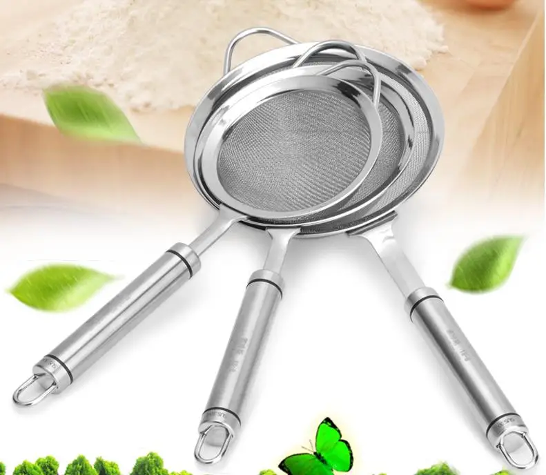 Kitchen Tools Gadgets 304 stainless steel long handle filter colander strainer Colanders