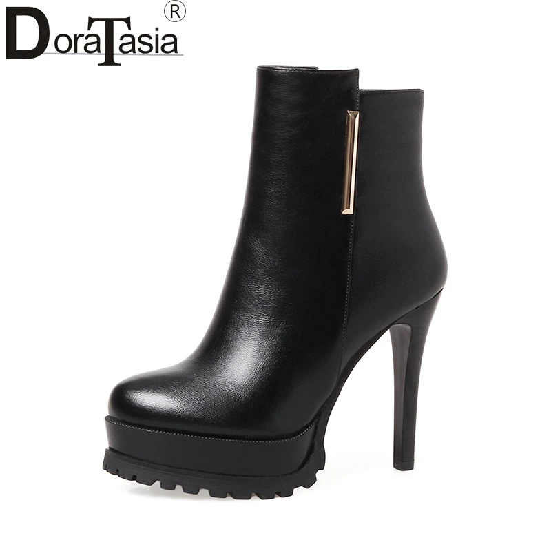 

DoraTasia Wholesale Big Sizes 33-43 2018 Sexy Super High Heels Red Women Shoes Woman Party Ankle Boots Black