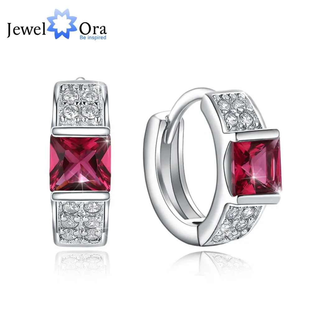 

Hoop Earrings Red Color CZ Stone For Women 2018 Vintage Earrings Romantic Gift Hot Sale Wholesale (Jewelora EA102949)