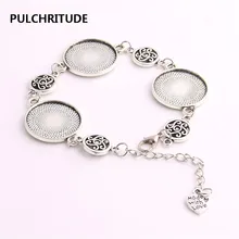 PULCHRITUDE 3 шт./лот с металлической цепочкой на основе кабошона подходит круглая 22 мм ручной работы в форме сердца браслет ювелирных украшений Hand-Made C1007