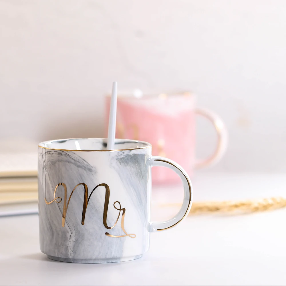 Керамическая кружка Lekoch с мраморным рисунком 380 мл|marble mug|lovers cupceramic cup |