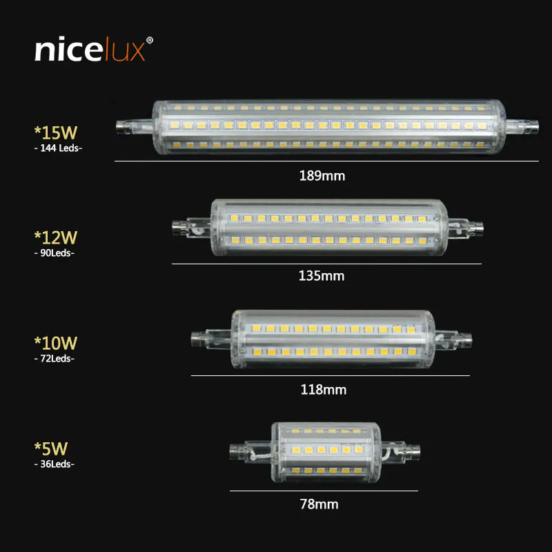 Светодиодная лампа R7S SMD 2835 189 мм 135 118 78 220 В 110 15 Вт 12 10 5 сменная галогеновая