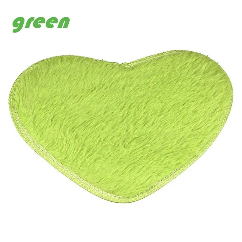 Высокое качество 40*28 см сердце Абсорбент нескользящие коврики для ванной коралловый флис ванная комната ковер кухня дверь пол ковер Туалет Декор - Цвет: Green