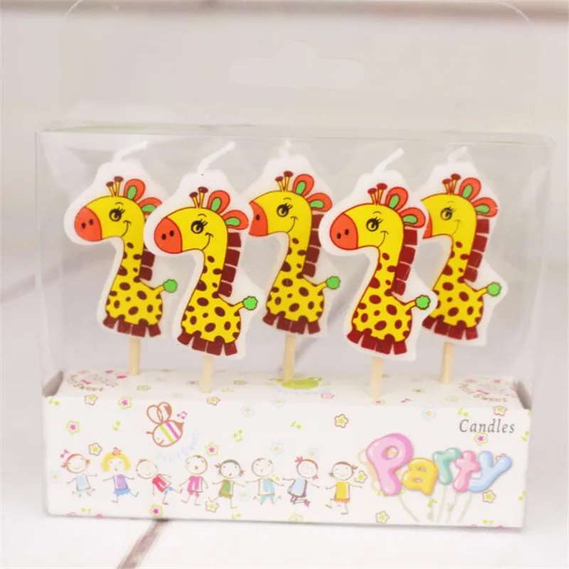 5 шт./лот паук свечи мультфильм одноразовые торт на день рождения украшения на Рамадан для детей - Цвет: giraffe