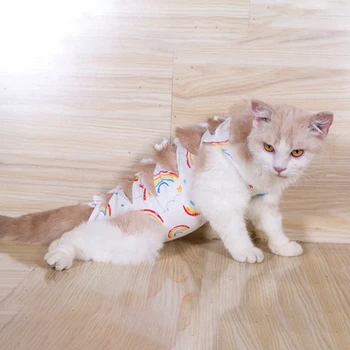 

Cat Treatment Vest T-shirt Puppy Clothes Cotton Recovery Suit E Collar Alternative After Surgery Wear Anti Pet Licking Wounds