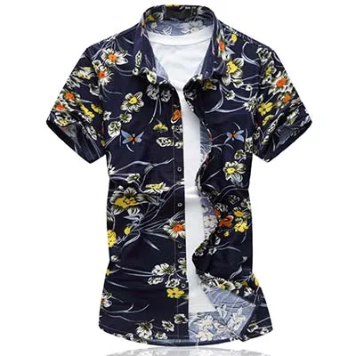 LONMMY M-6XL, мужская рубашка, платье, Camisa masculina, брендовая одежда, мужские рубашки, облегающие, с коротким рукавом, размера плюс, одежда, лето - Цвет: D8818