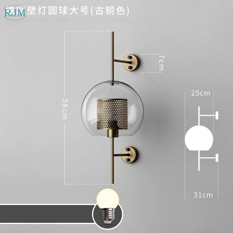 Лофт ретро промышленный настенный светильник стеклянный современный настенный декоративный светильник s кухня гостиная спальня столовая кабинет Светильник светильники - Цвет абажура: A Bronze Big