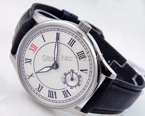 

44mm parnis White dial roman numer Mechanical hand winding 6498 mens Watch 029