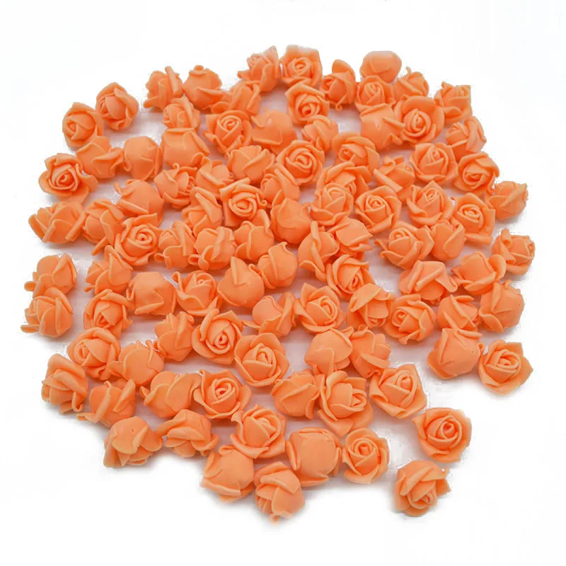 50 шт. 2 см мини пены розы искусственные головки цветов DIY ремесло декоративный венок Рождество свадьба Gif коробка украшения - Цвет: orange