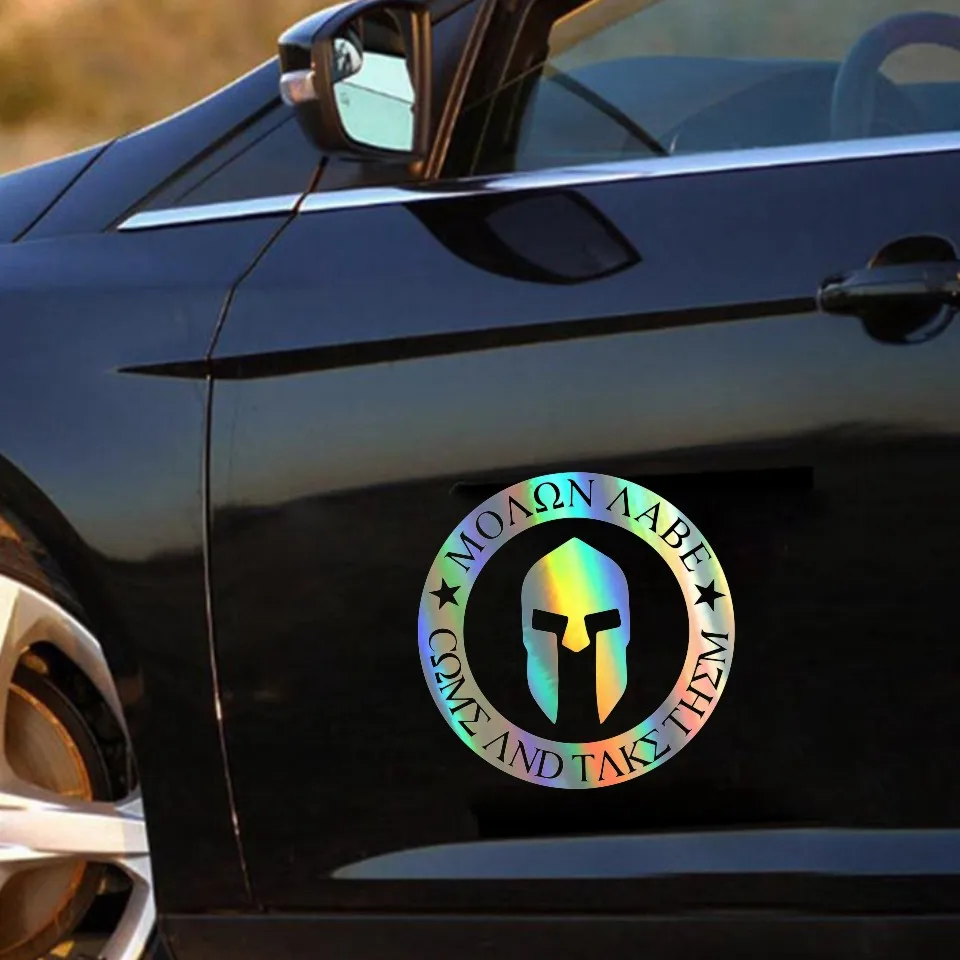10CMX10CM Molon Labe Spartan Helmet Car Bumper Stickers and Decals Car Styling Decoration Door Body Window Vinyl Stickers (5)