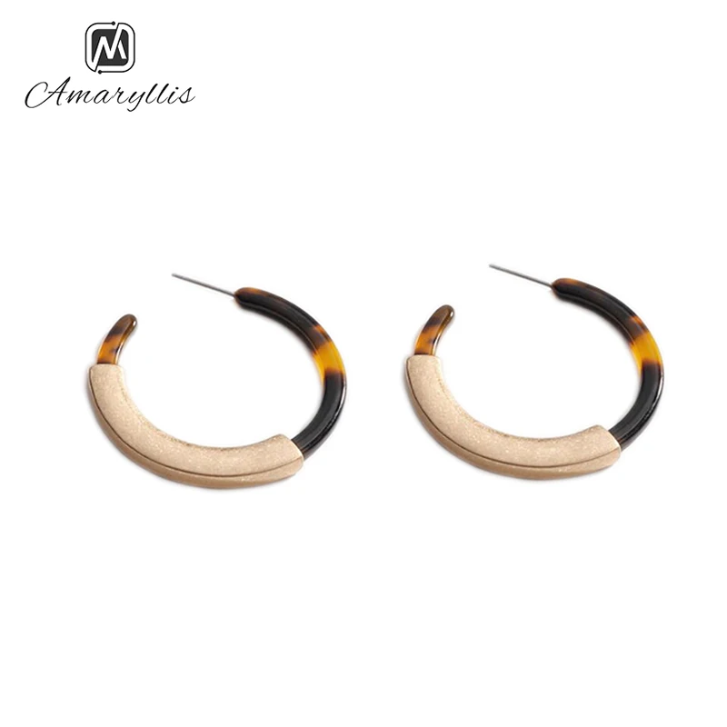 Amaiyllis Boho Multi Color Acetic Arc C Shaped Earrings For Women Large Block Leopard-print Tortoiseshell Stud Brincos | Украшения и