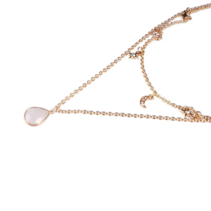 Fashion necklaces pendants for women Red Rose Honeybee Double-deck Necklace Pendant collares mujer Collier ras de cou A15#N (4)