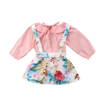 

Newborn Baby Girls Clothing Long Sleeve Tops Floral Overall Skirts 2pcs Summer Outfits Clothes Girl 0-24M