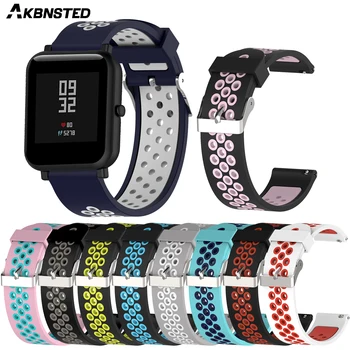 

AKBNSTED 20mm 22mm Soft Replacement Silicone Strap For Amazfit Bip Pace Stratos Wrist Band For Samsung Galaxy Watch 42mm 46mm