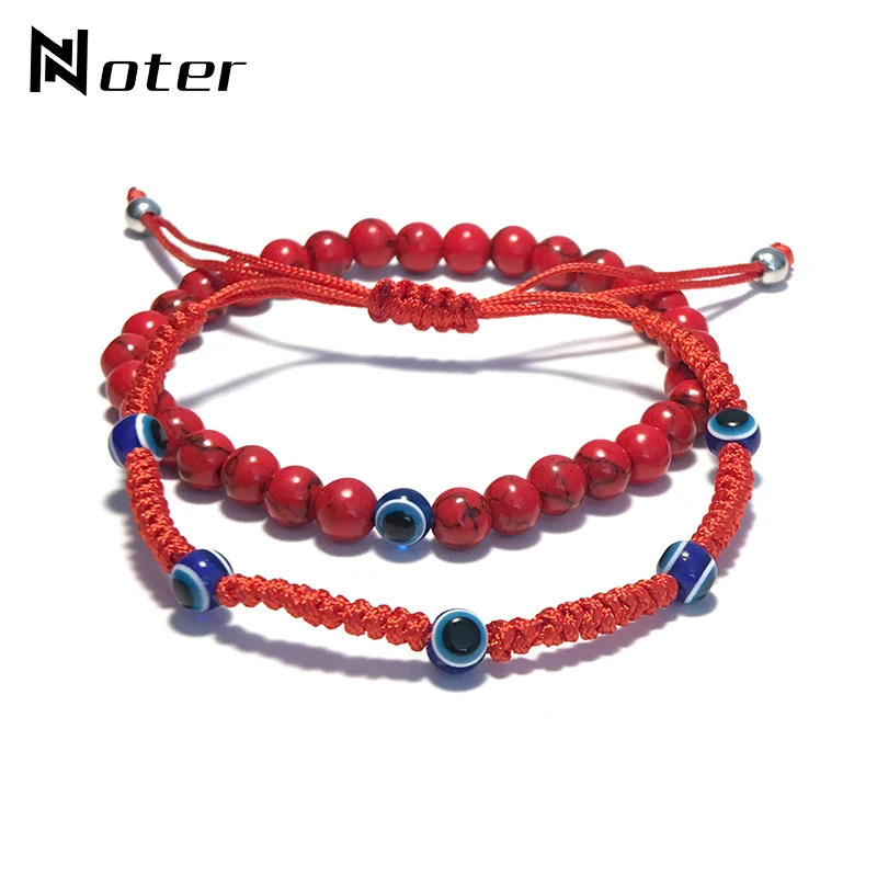 

New Design 2pcs/set Evil Eye Red Bracelets For Women Men Braided Red Rope Braslet Beads Braclet Couple Brazalete Pulseira Gift
