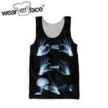 Майка на бретельках с принтом 3D с рентгеновским принтом, хипстерская летняя популярная уличная одежда, крутая детская одежда для мужчин и женщин, американский размер, Прямая поставка