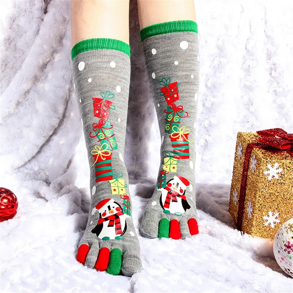 

Christmas Print Multicolor Toe Socks Five Finger Socks Cotton Funny Socks Christmas print 2019 Rainbow Socks #Per