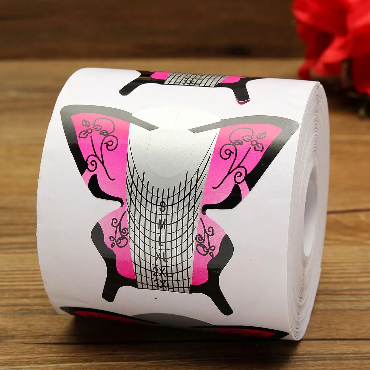 300Pcs Roll Nail Art Tips Butterfly Extension Forms Guide Tool Acrylic 