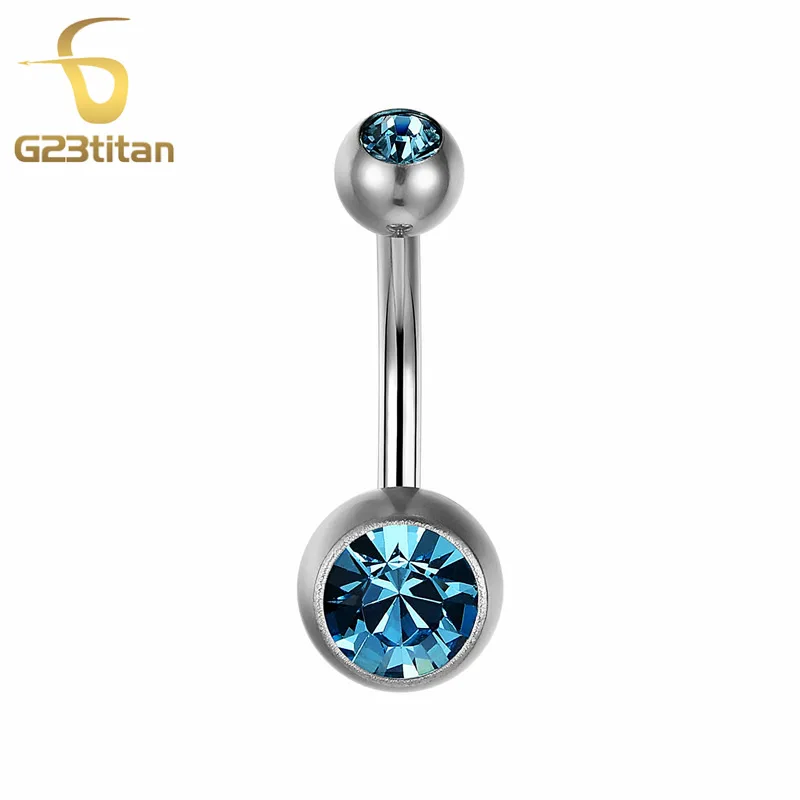 

G23titan Crystal Navel Piercing Ring Hoop Bell Button Ring 14G G23 Titanium Barbell