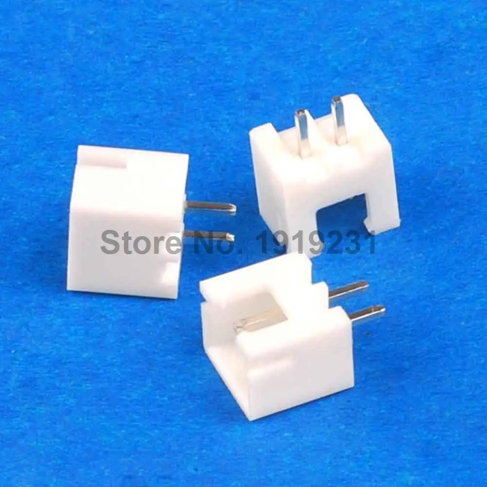 50PCS XH2.54 2P 2.54mm 2A Pitch White Tower Connector Straight Needle
