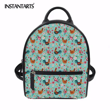 

INSTANTARTS Women Leather Backpack Children Mini Backpacks Animal Chicken Printed Women Back Pack for Teenage Girls Small Bag