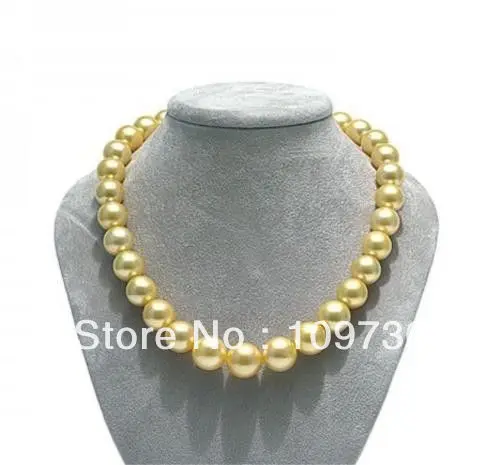 

Jewelry 001156 SUPERB NATURAL 18"10-11MM ROUND SOUTH SEA GENUINE GOLD PEARL NECKLACE AA