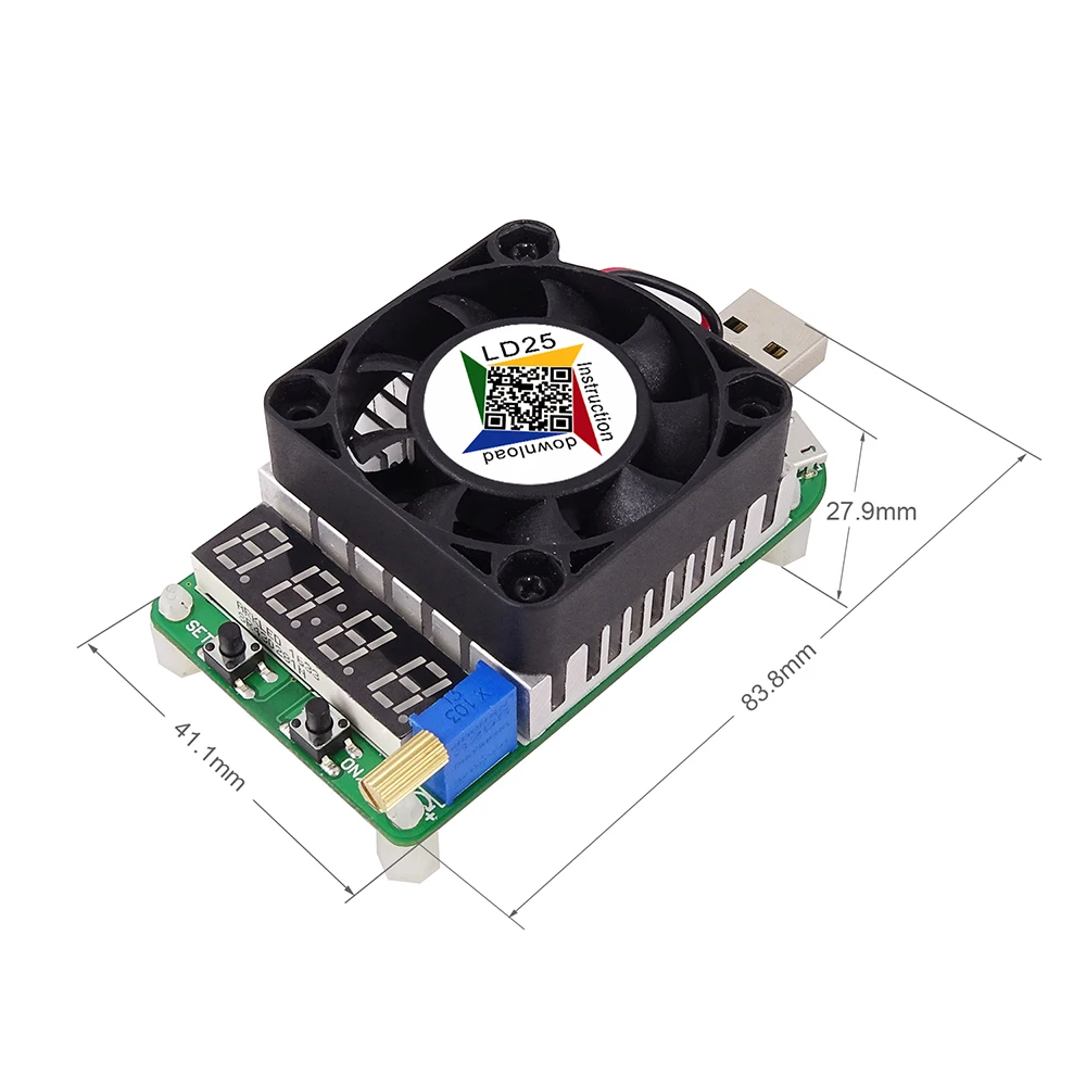 

LD25 Electronic Load resistor USB Interface Discharge battery test LED display fan adjustable current voltage 25w