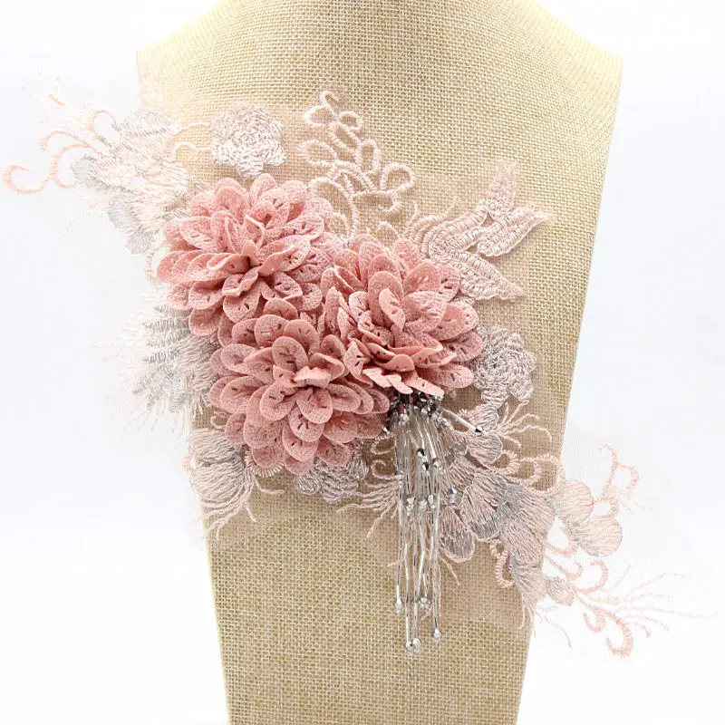 1pcs High Quality Handmade Flower Wedding Dress Applique Diy