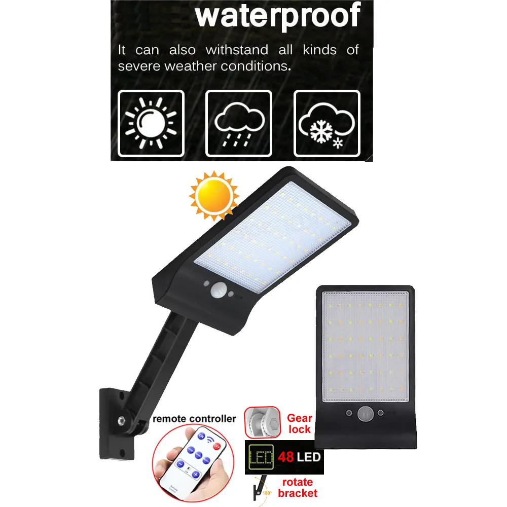

Outdoor Solar Light 48 LEDs Motion Sensor Lights Garden Wall Waterproof Security Lightg for Path Fence sp Lamps gar