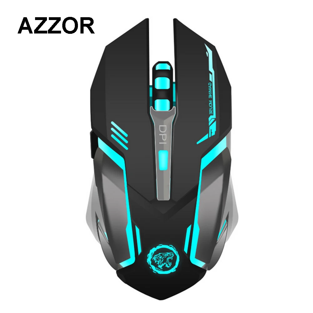 Беспроводная игровая мышь AZZOR перезаряжаемая 7 цветов с подсветкой дышащие