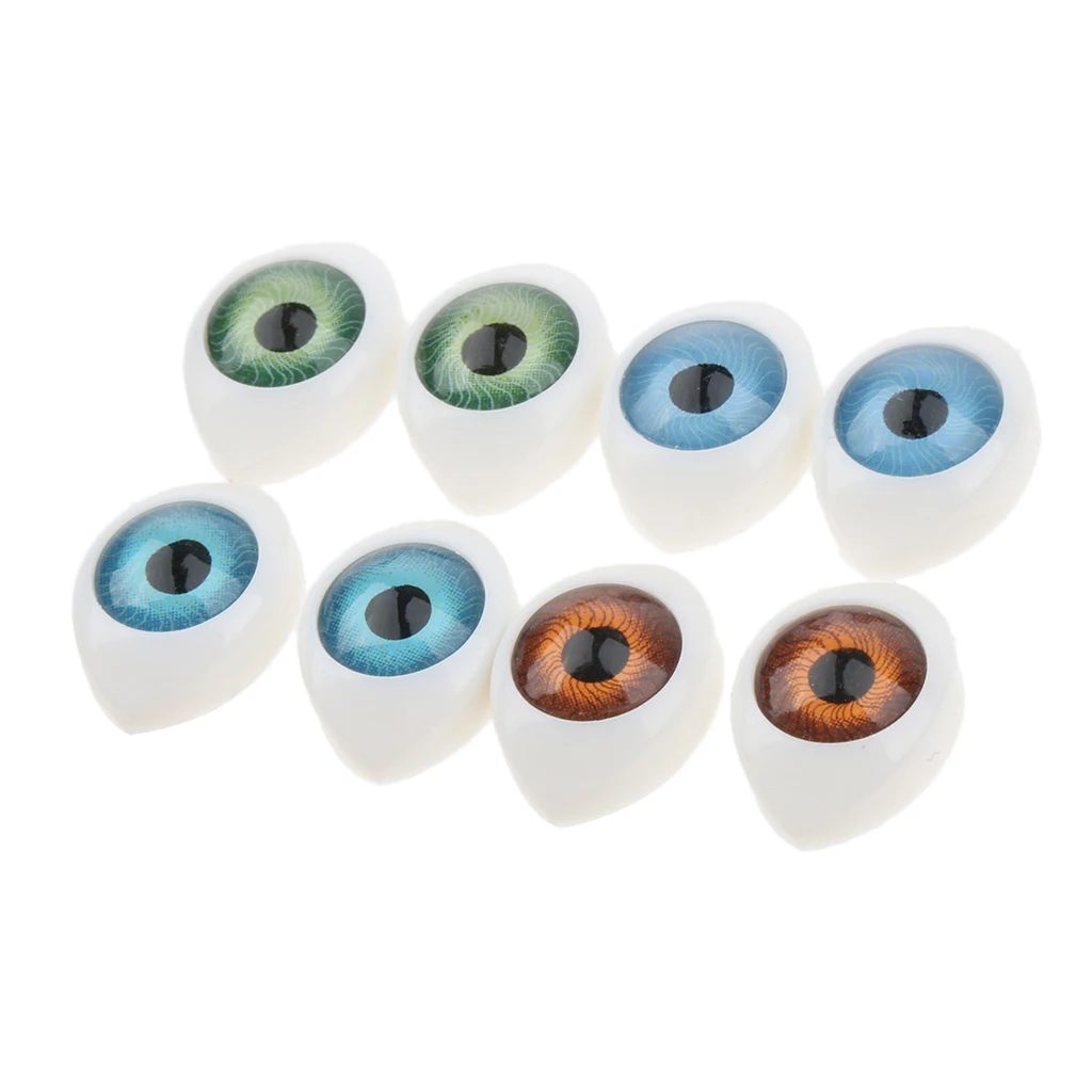 4 Color 8pcs Oval Hollow Back Plastic Eyes For Doll Mask DIY 9mm 2 in blue-green, 2 in brown, 2 in blue and 2 in green