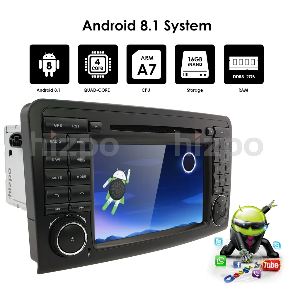 Top 7"2Din Android 8.1 CAR DVD player For Mercedes Benz ML GL CLASS W164 ML350 ML500 X164 GL320 AutoRadio GPS Stereo 2G+16G Wifi SWC 5 Top 7"2Din Android 8.1 CAR DVD player For Mercedes Benz ML GL CLASS W164 ML350 ML500 X164 GL320 AutoRadio GPS Stereo 2G+16G Wifi SWC 5
