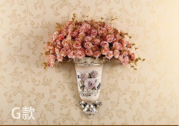 

Europe type restoring ancient ways of pottery and porcelain vase. Hanging. Flowerpot. Wall decoration