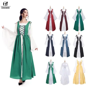 

ROLECOS Women Renaissance Victorian Medieval Gothic Long Dresses For Halloween Ball Gowns Costumes Gothic Evening Dresses Lolita