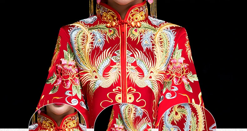 Свадебное платье невесты Традиционный китайский стиль костюм Феникс cheongsam