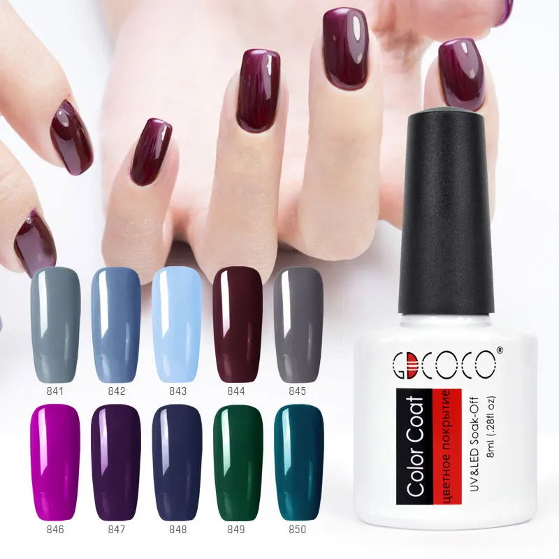 10 piezas * Color 8 ml Gel Kits de GDCOCO remojo LED UV Gel de esmalte de uñas de larga duración Gel laca capa Base de imprimación NoWipe