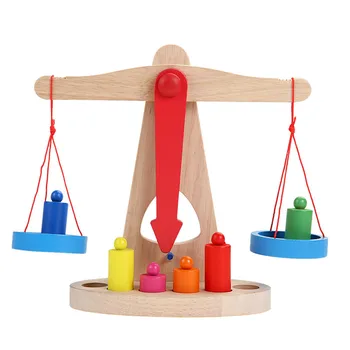 

Montessori Educational Toy Small Wooden Balance Scale Toy With 6x Weights For Kids Baby
