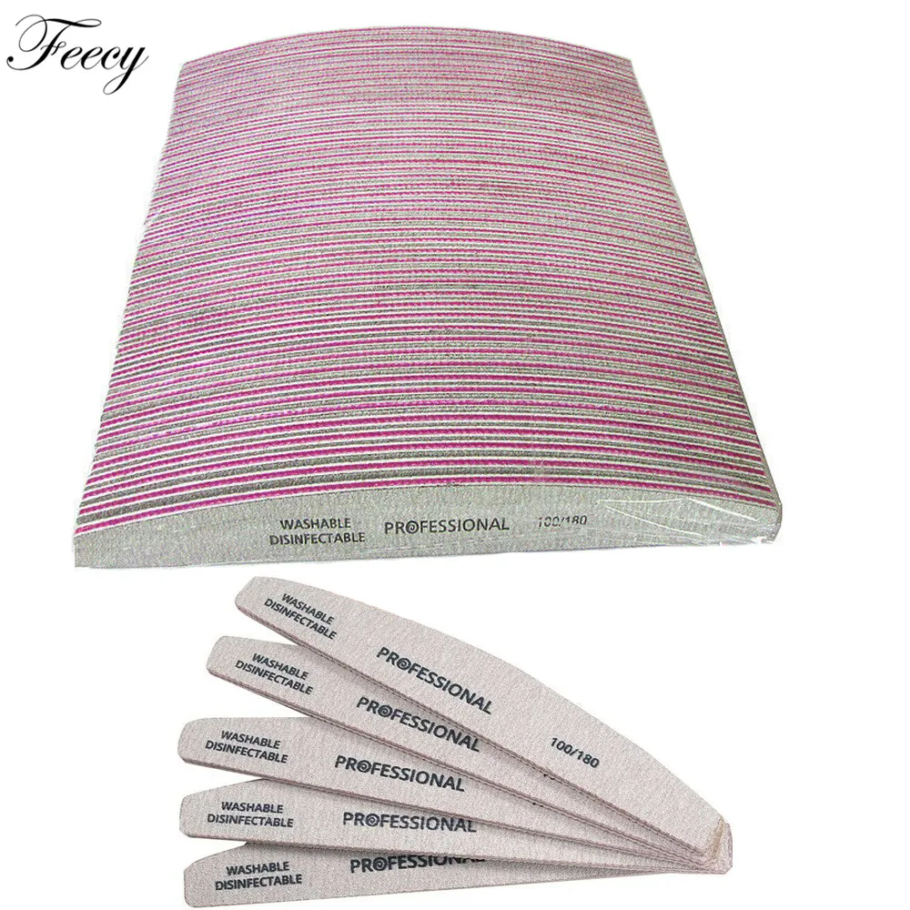 

50pcs/ lot Nail Art File Buffer 100/180 Trimmer Buffer Double-sided Nail Manicure Files Washable Nail File Set Nail Sanding File