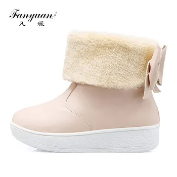 

Fanyuan Brand Women Ankle Boots New Fashion Waterproof Wedge Platform Winter Warm Snow Boots Shoes For Female shoes size 34-43