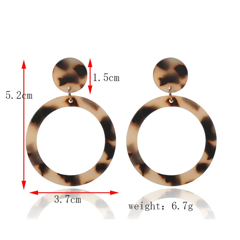 SOHOT Boho стильные двойные круглые женские серьги-кольца, трендовые Черепаховые серьги с уксусной кислотой, винтажные акриловые мраморные текстурные украшения