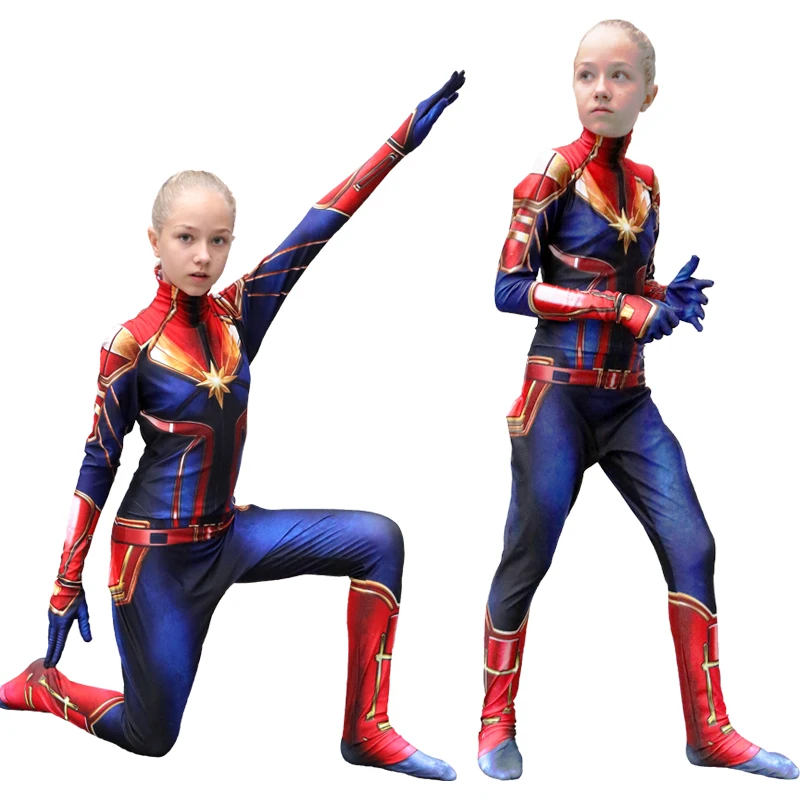 Новое поступление, костюм для косплея для девочек Марвел Капитан, Детский костюм супергероя, костюм для девочек, костюм для Хэллоуина