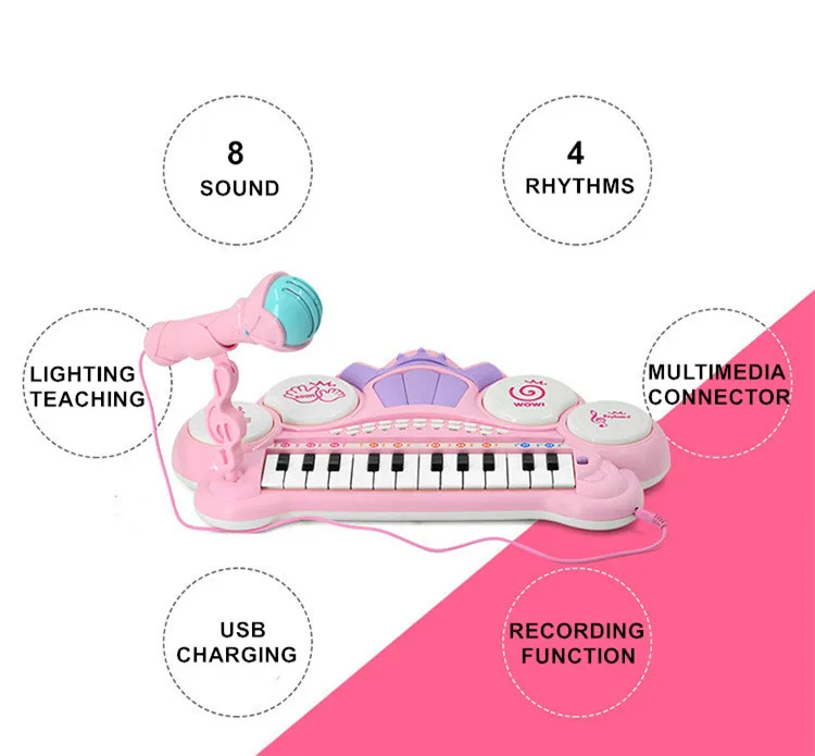 Игрушки, музыкальный инструмент мини микрофон фортепиано освещение звуковые эффекты мультимедийное воспроизведение years лет детское образование фортепиано