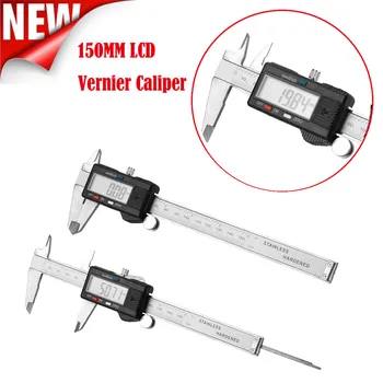 

New Arrival 150mm 6 inch LCD Digital Electronic Carbon Fiber Vernier Caliper Gauge Micrometer Measuring Tool QST008