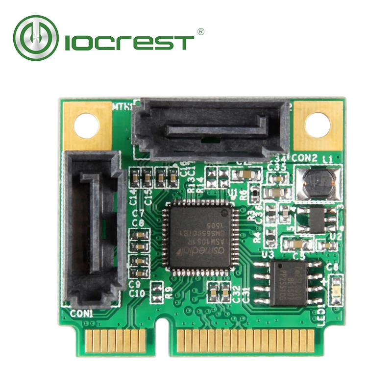 Плата контроллера IOCREST Mini PCI-Express 2x internal SATA III(6 ГБ/сек.) RAID ASM1061R