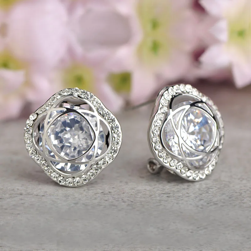 Funmor Роскошные серьги гвоздики с цветами хрустальные украшения для ушного