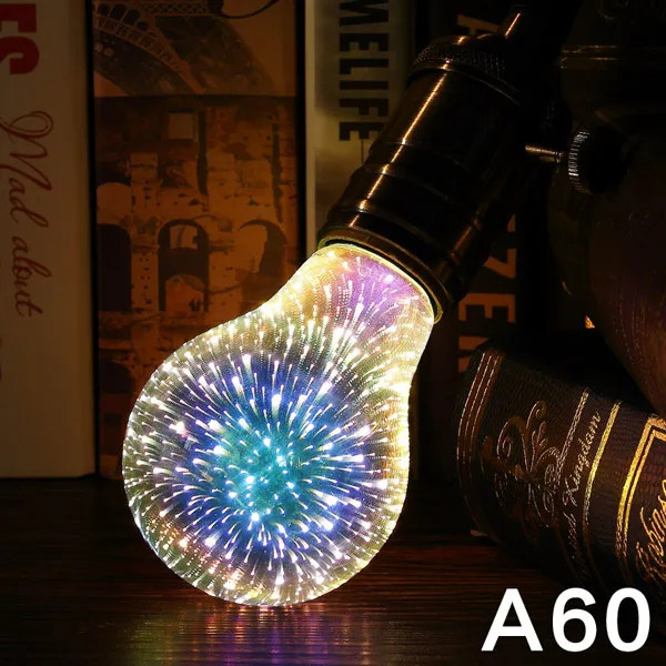 3D лампы светодиодные украшения, стилизованные под языки пламени 110V 220V ST64 G95 G80 G125 A60 бутылка в форме сердца E27 Праздничные огни Новинка рождественские лампы Винтаж лампы - Испускаемый цвет: A60