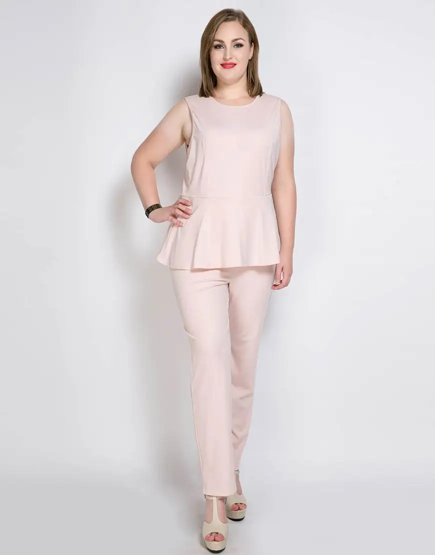 UUG размера плюс, комбинезон для работы, женские комбинезоны, Комбинезоны для офисных леди, Элегантный Летний комбинезон, 5xl 4xl, модная одежда с оборками - Цвет: Розовый