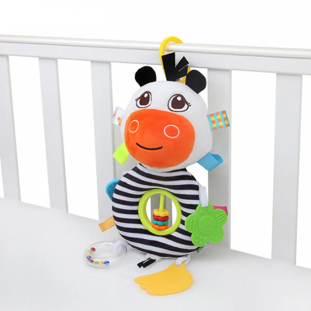 

Baby Toys Colorful Cartoon Animal Plush doll Infant Teether Oral Care Newborn Stroller Crib Hanging appease Toys Pp Cotton Hot