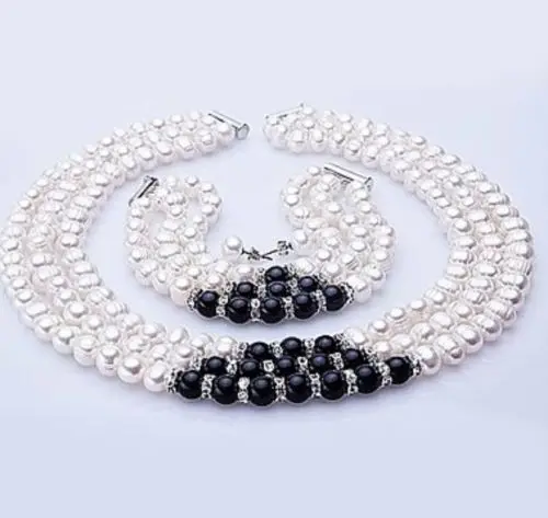 

Miss charm Jew.654 Freshwater Pearl Jewelry Set Necklace Bracelet And Earrings (A0423) -Top quality free shipping